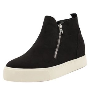 Black Hidden Wedge Rubber Sole Sneaker